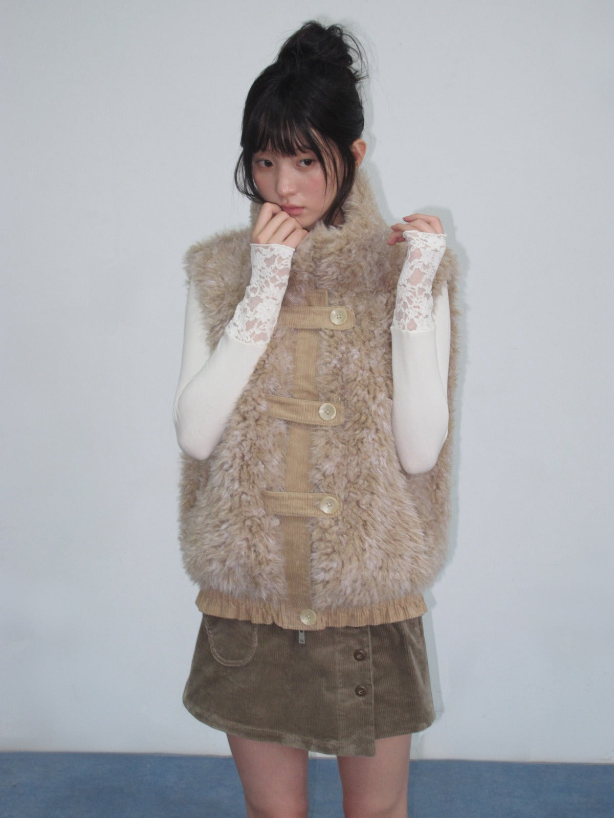 Vintage Ruffle Trim Patchwork Vest