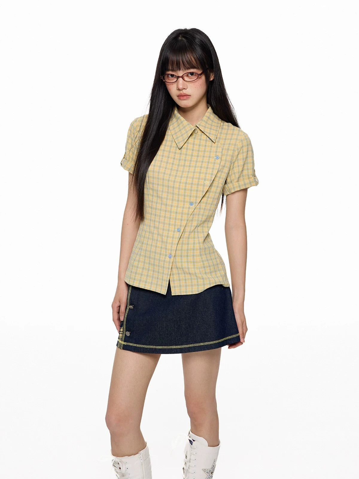 Plaid Slim Short Sleeve Shirt