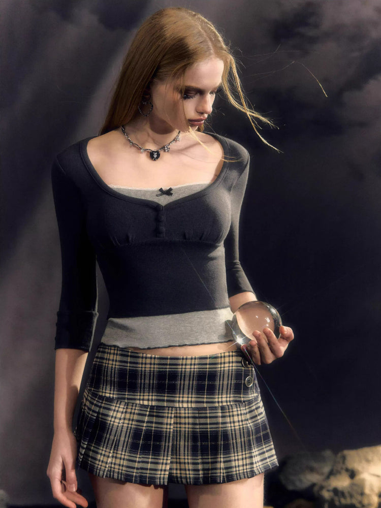 Plaid Pleated Mini Skirt