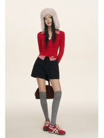 Gingham Layered Polo Knit Top
