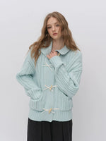 Chunky Cable Knit Bow Cardigan