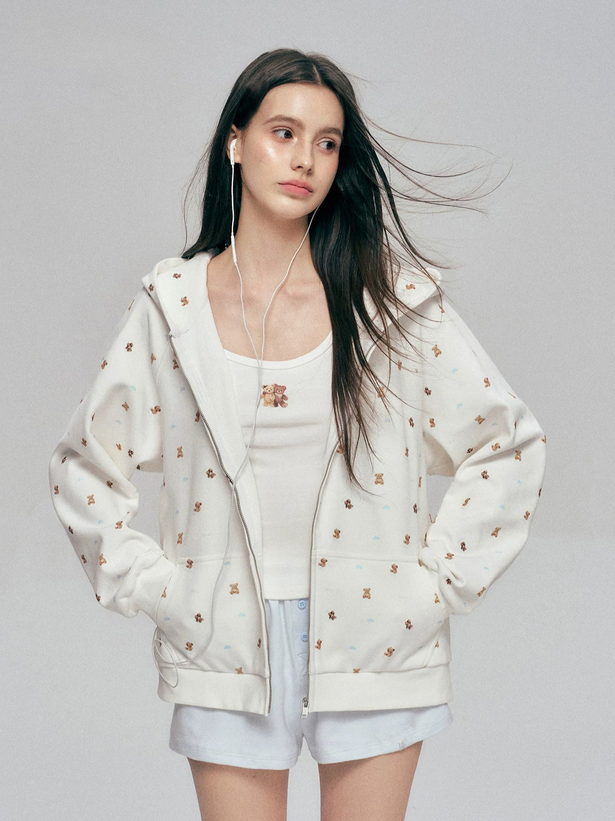 Bear Print Hoodie