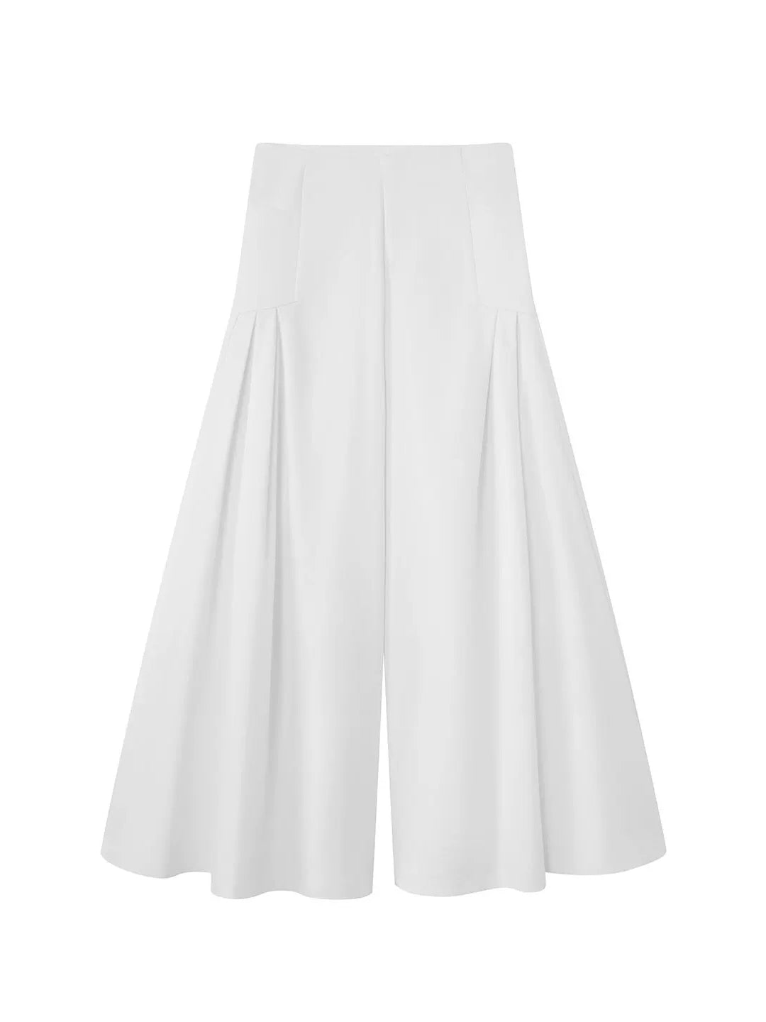 Khaki &amp; White Wide-Leg Draped Pants