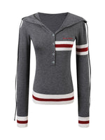 Color Block Striped Hooded Knitted T-shirt
