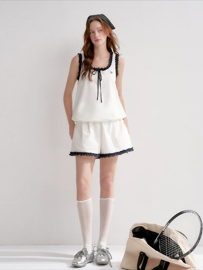 White And Blue Lace Trim Set