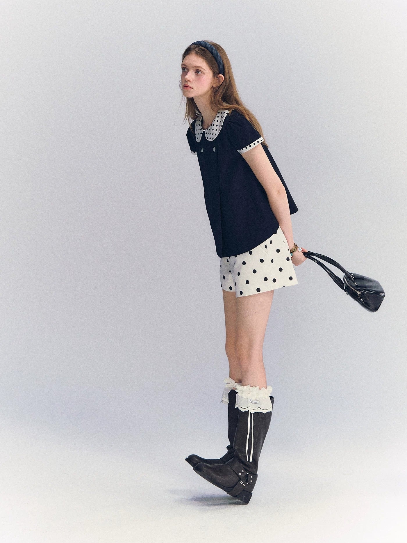 Polka Dot Collar Top