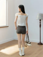 Layered Lace Bow Puff Top