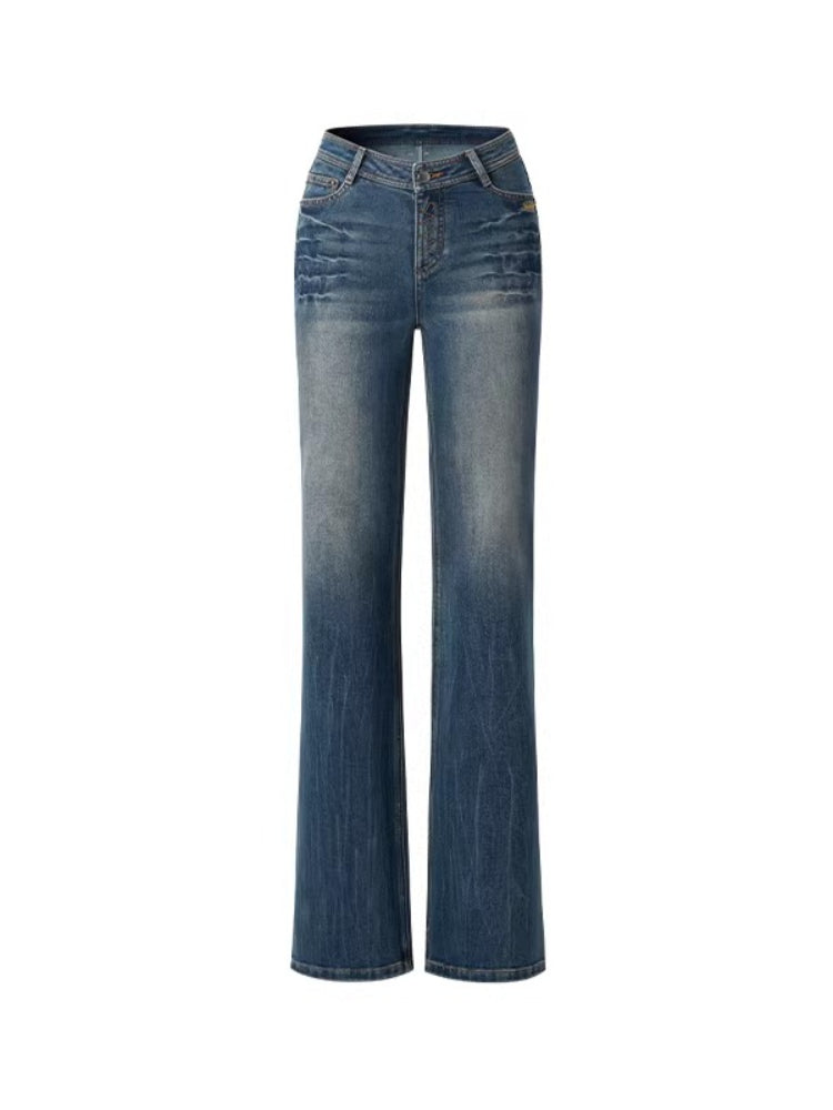 +5CM N5 Wave Washed Straight Jeans