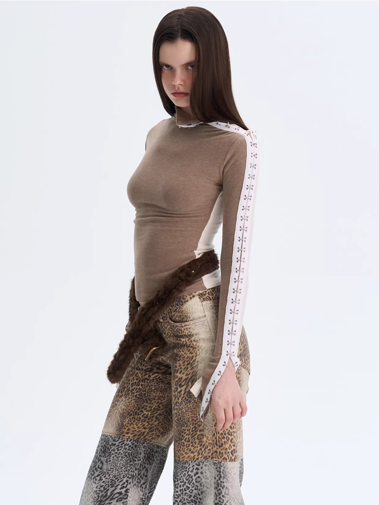 Reversible Brushed Mockneck Top