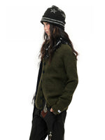 Vintage Stand Collar Knit Cardigan