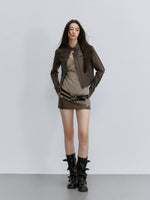 Brown Structured Leather Jacket