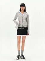 Contrast Double-Placket Hoodie
