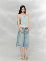 Rhinestone Cropped Jeans