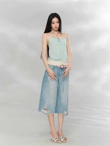 Rhinestone Cropped Jeans