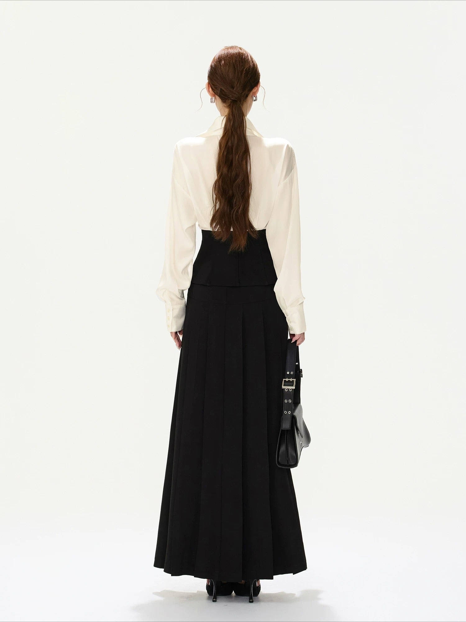 Pleated A-Line Maxi Skirt