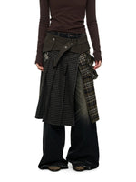 Plaid Panel Utility Midi Skirt