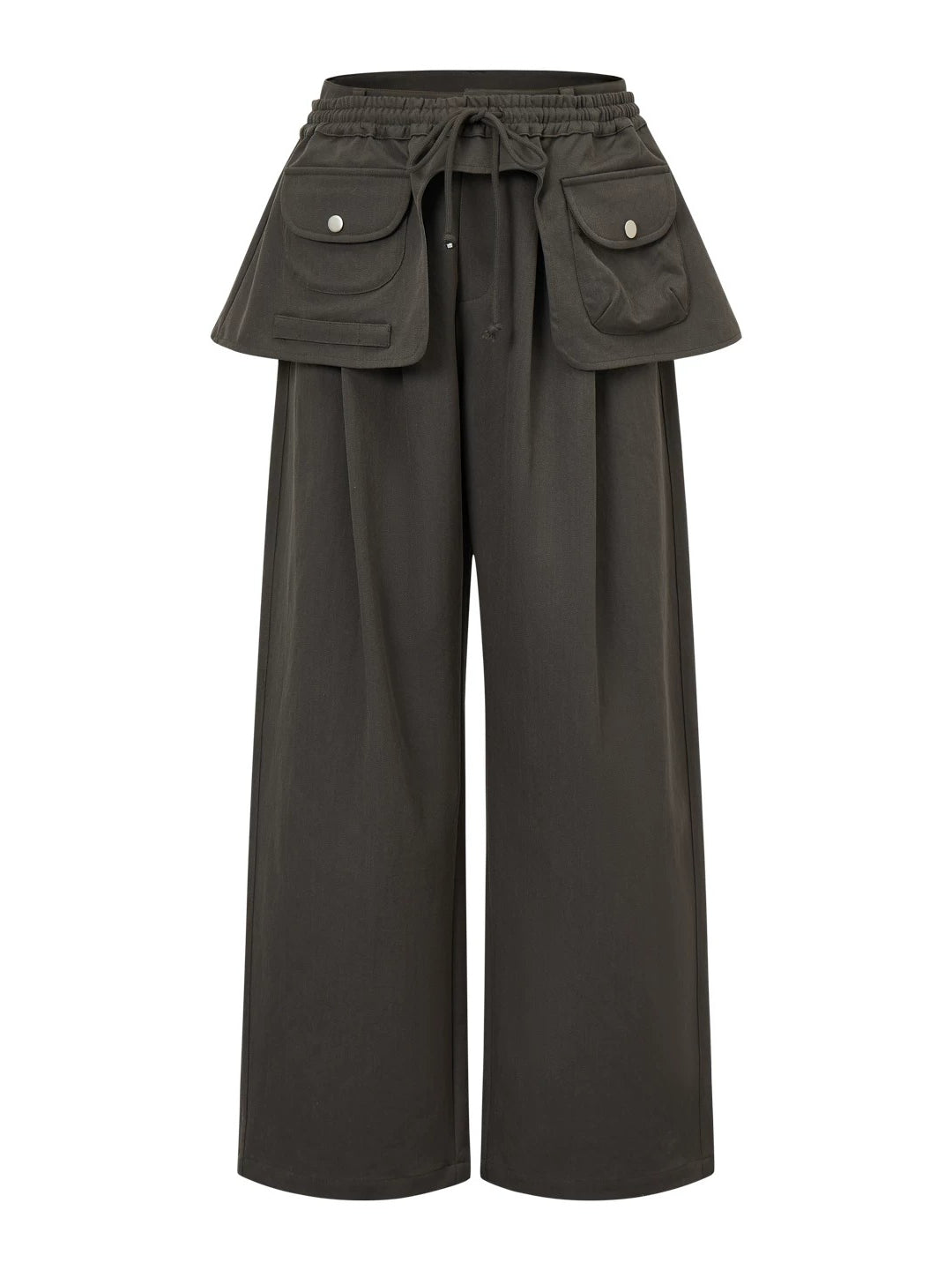 Detachable Skirt Panel Straight Leg Pants