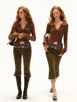 Tencel Cotton Corduroy Cropped Pants