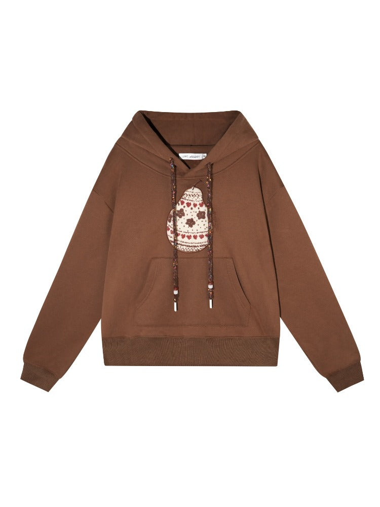 Fair Isle Knit Pear-patterned Hoodie