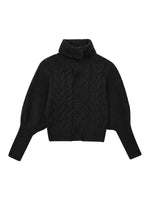 Vintage Oversized Collar Cable-Knit Cardigan