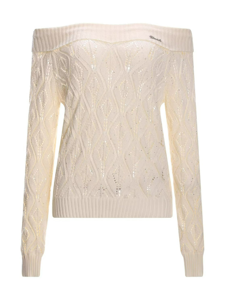 Openwork Off-Shoulder Knit Top