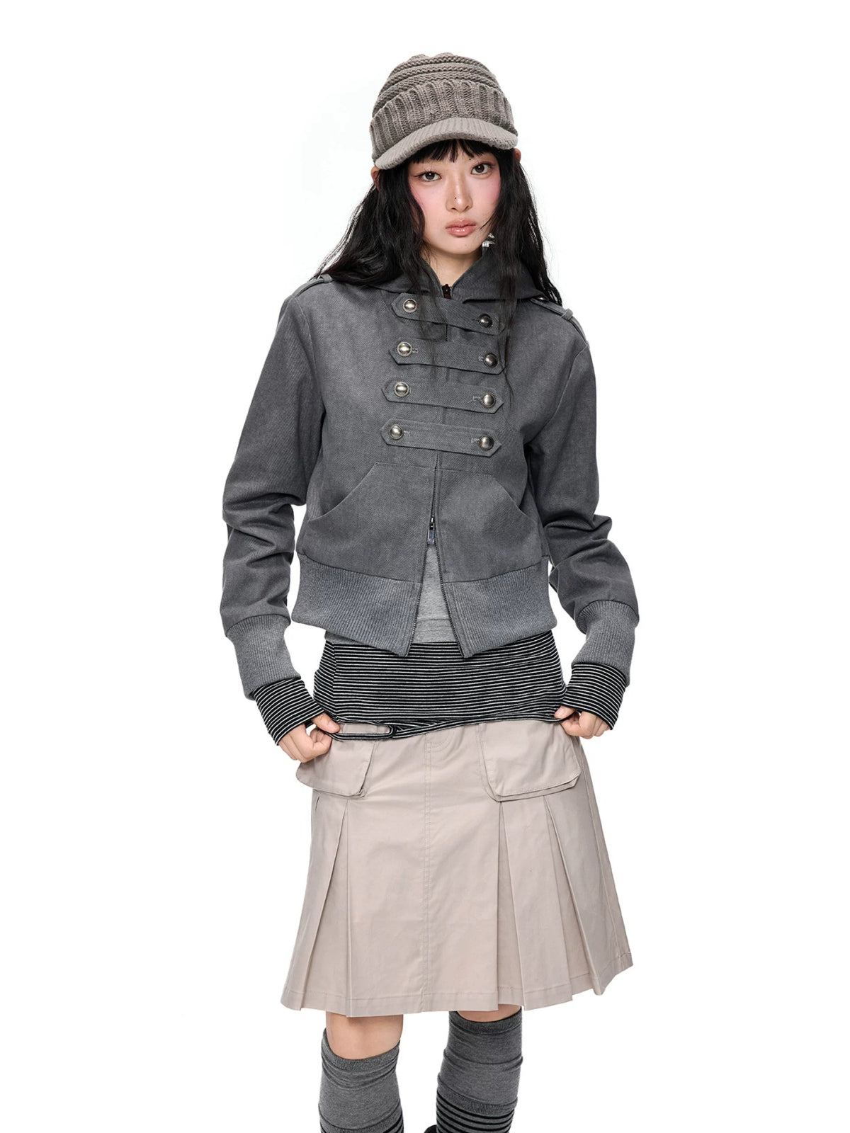 Hooded Double-Breasted Jacket