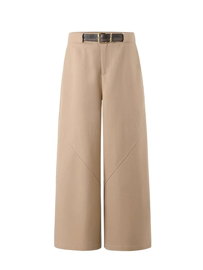 Khaki Wide-Leg Trousers
