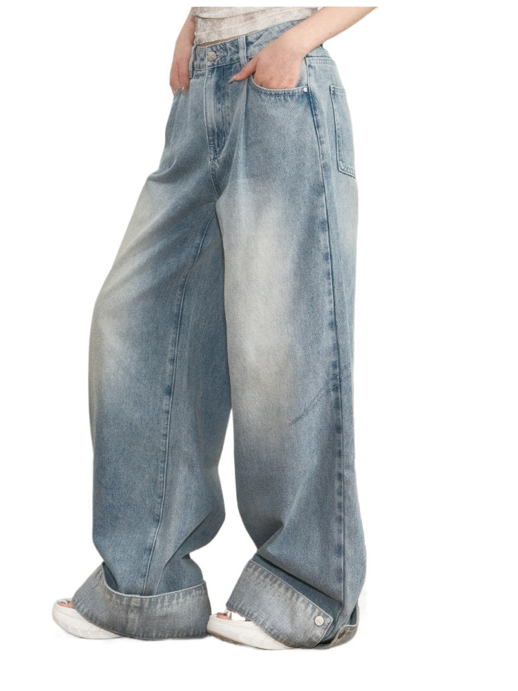 Flared Cuffs Contrast Pants Jeans