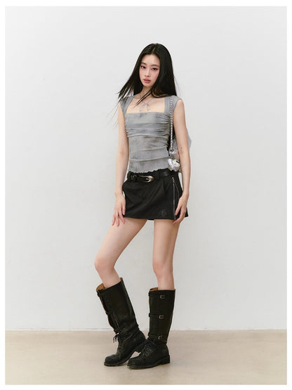 Double-Side Zippers Pencil Skirt