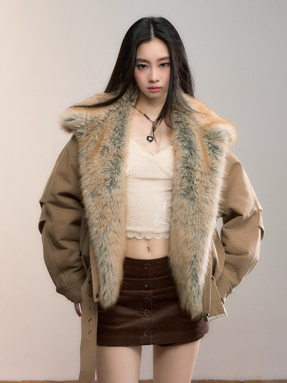 Gradient Faux Fur Cotton Coat