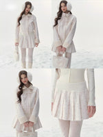Floral Corduroy Shearling Jacket & Skirt Set