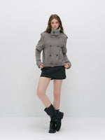 Faux-layered Cape Knit Jacket