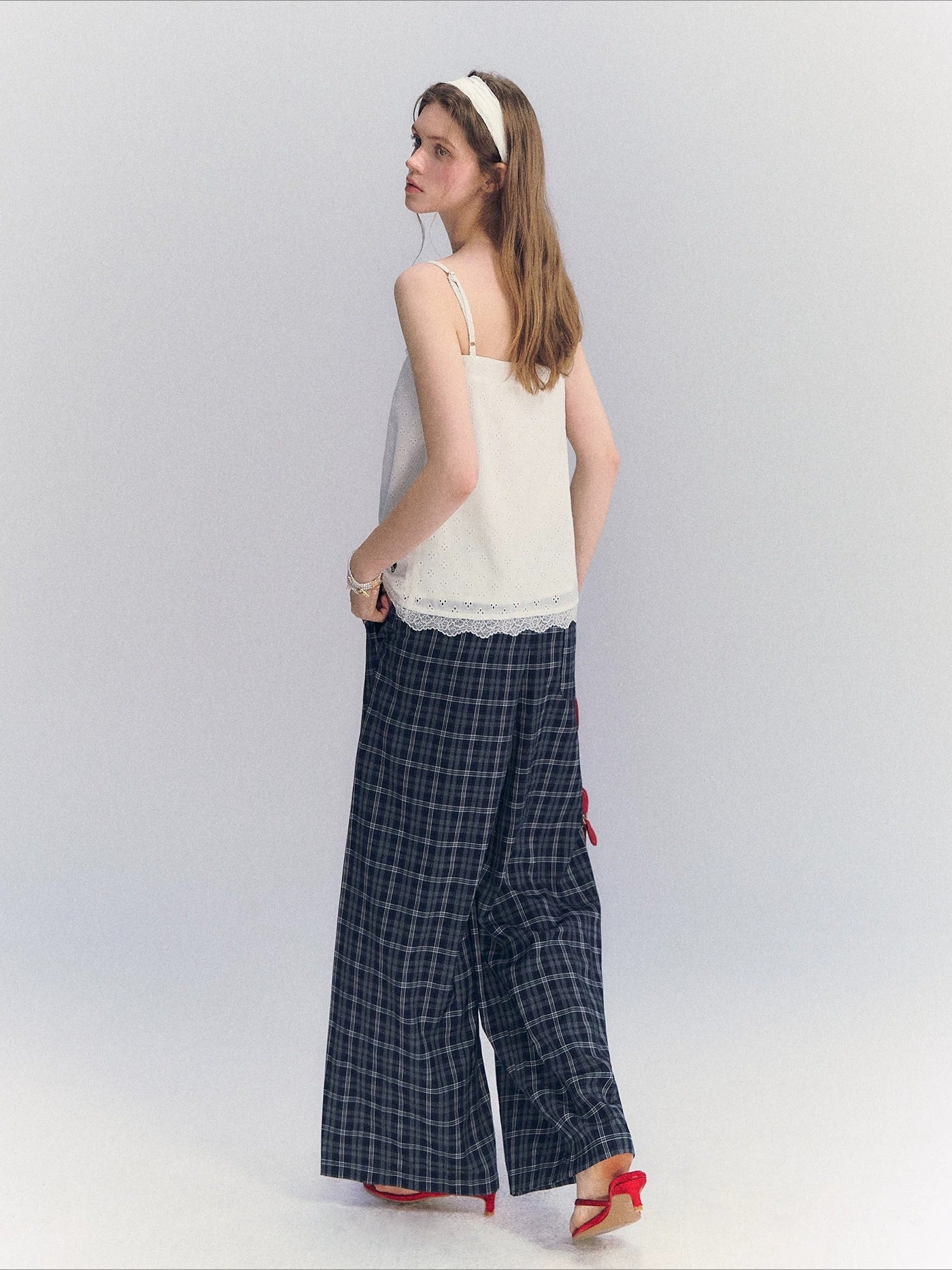 Plaid Wide-Leg Pants