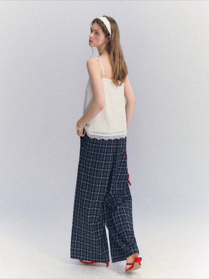Plaid Wide-Leg Pants