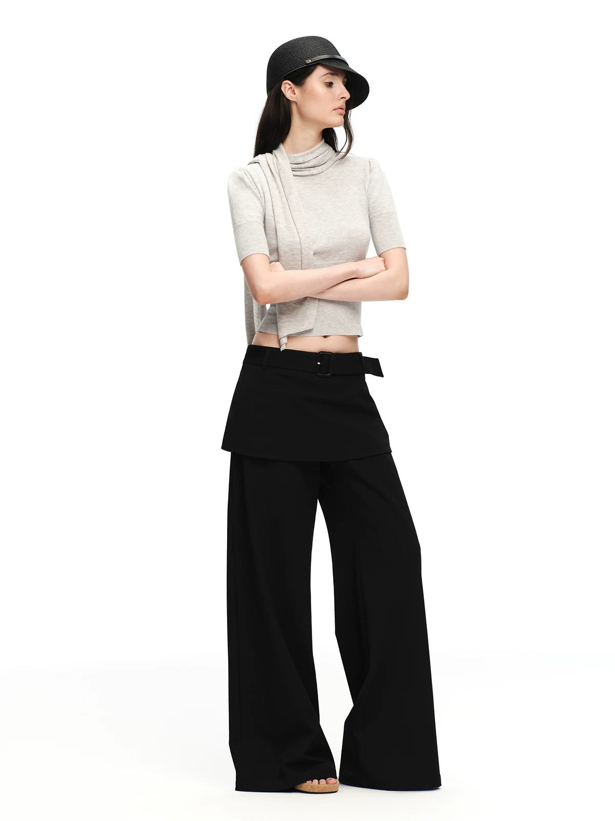 Scarf Sleeve Knit Top