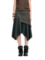 Vintage Asymmetric Cargo Midi Skirt
