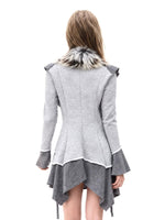 Grey Waisted Gradient‑Collar Cardigan