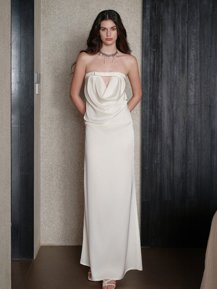 Halter Bowknot Cowl Neck Backless Dress