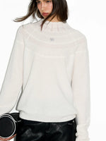 Textured Wool Knit High Neck Sweater