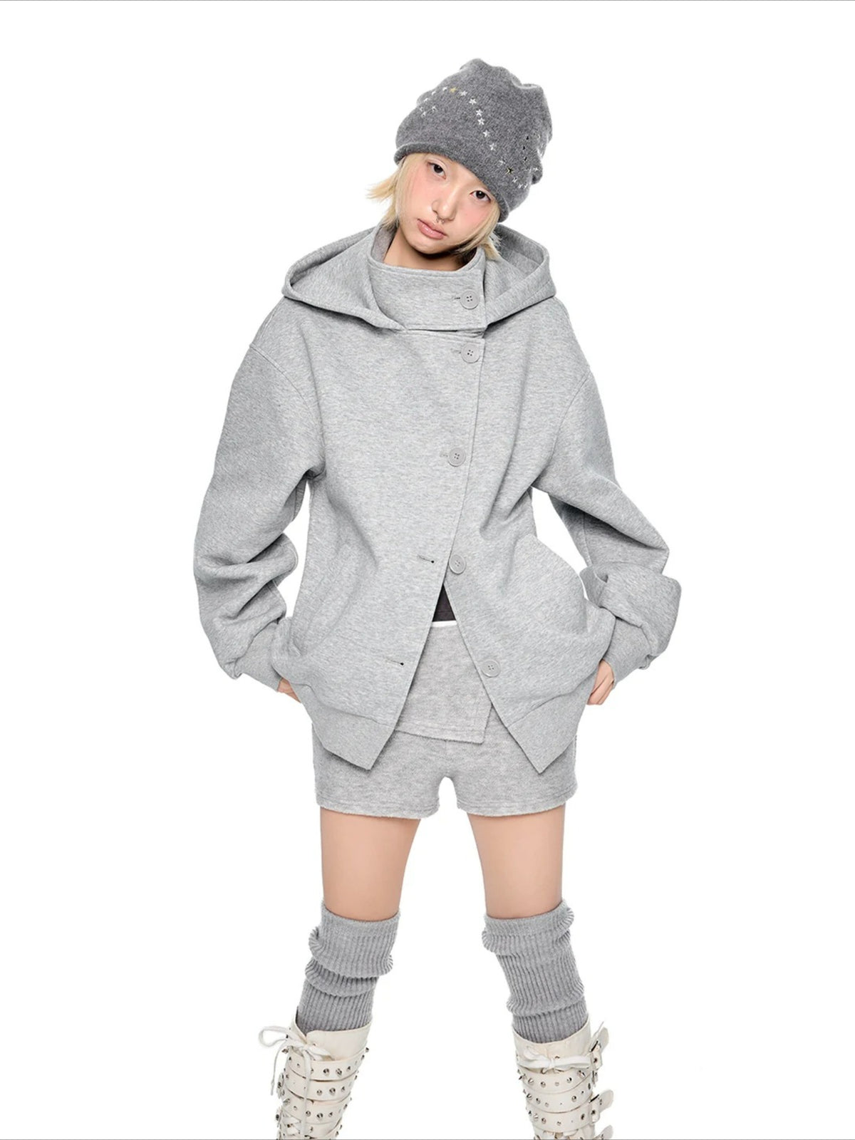 Hooded Wool Blend Jacket