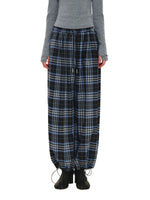 Vintage Plaid Drawstring Balloon Pants