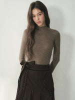 Pure Wool Mock Neck Knit Top