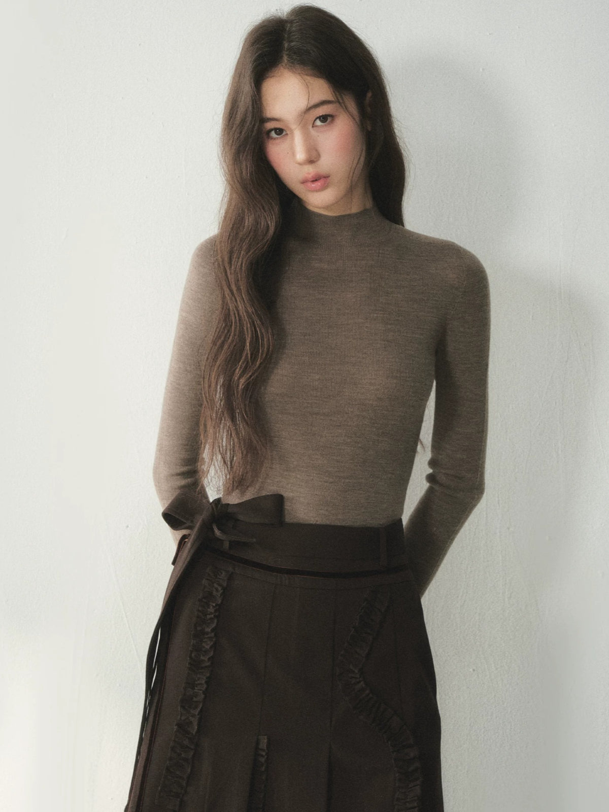 Pure Wool Mock Neck Knit Top