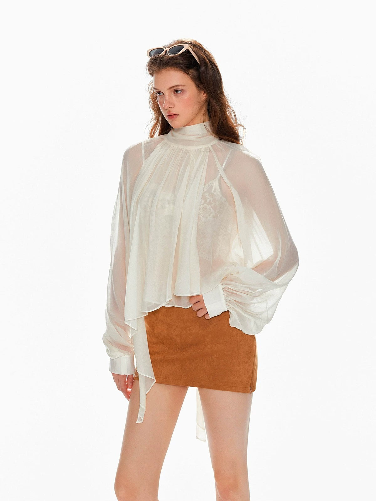 Low Waist Suede Mini A-Line Skirt