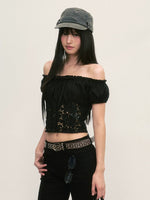 Black Off-Shoulder Lace Top