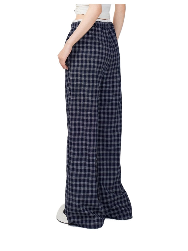 Color-Blocked Pleated Suit Wide-Leg Pants