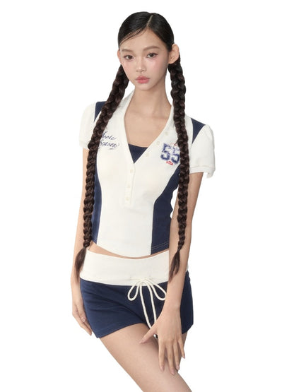 White Jersey-Style Polo &amp; Shorts Set