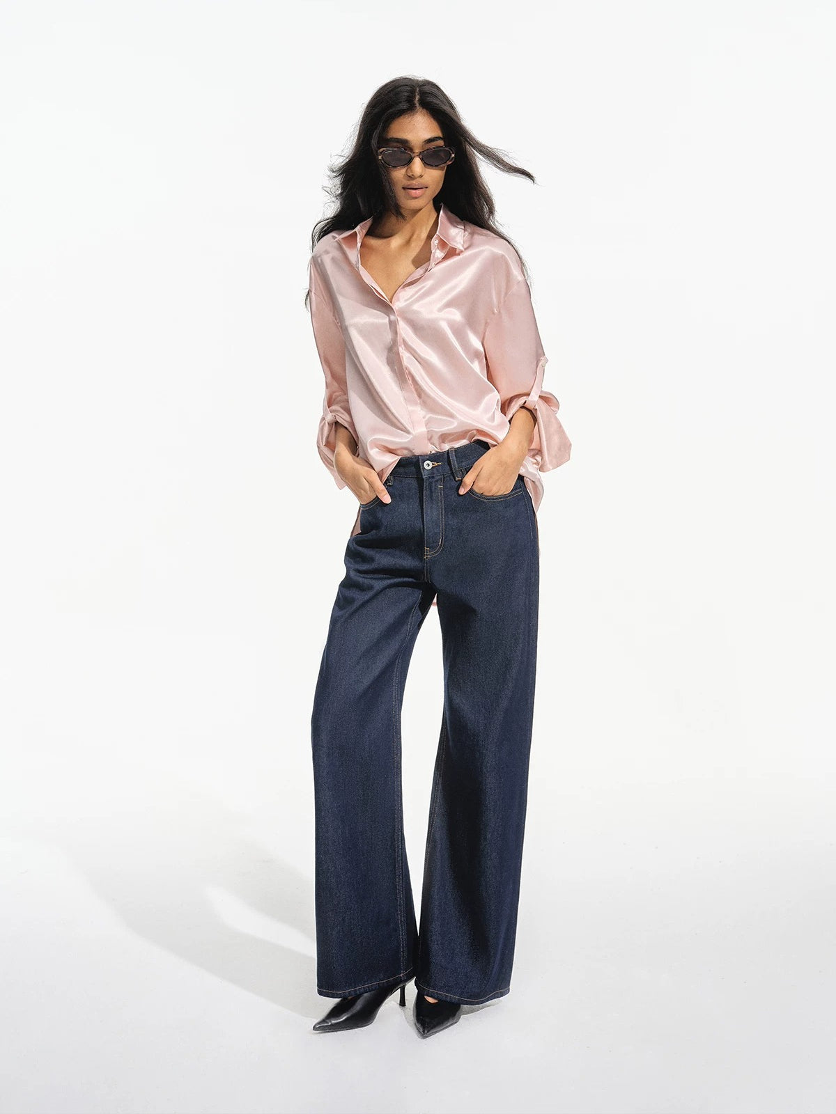 Acetate Satin Relaxed Polo Shirt