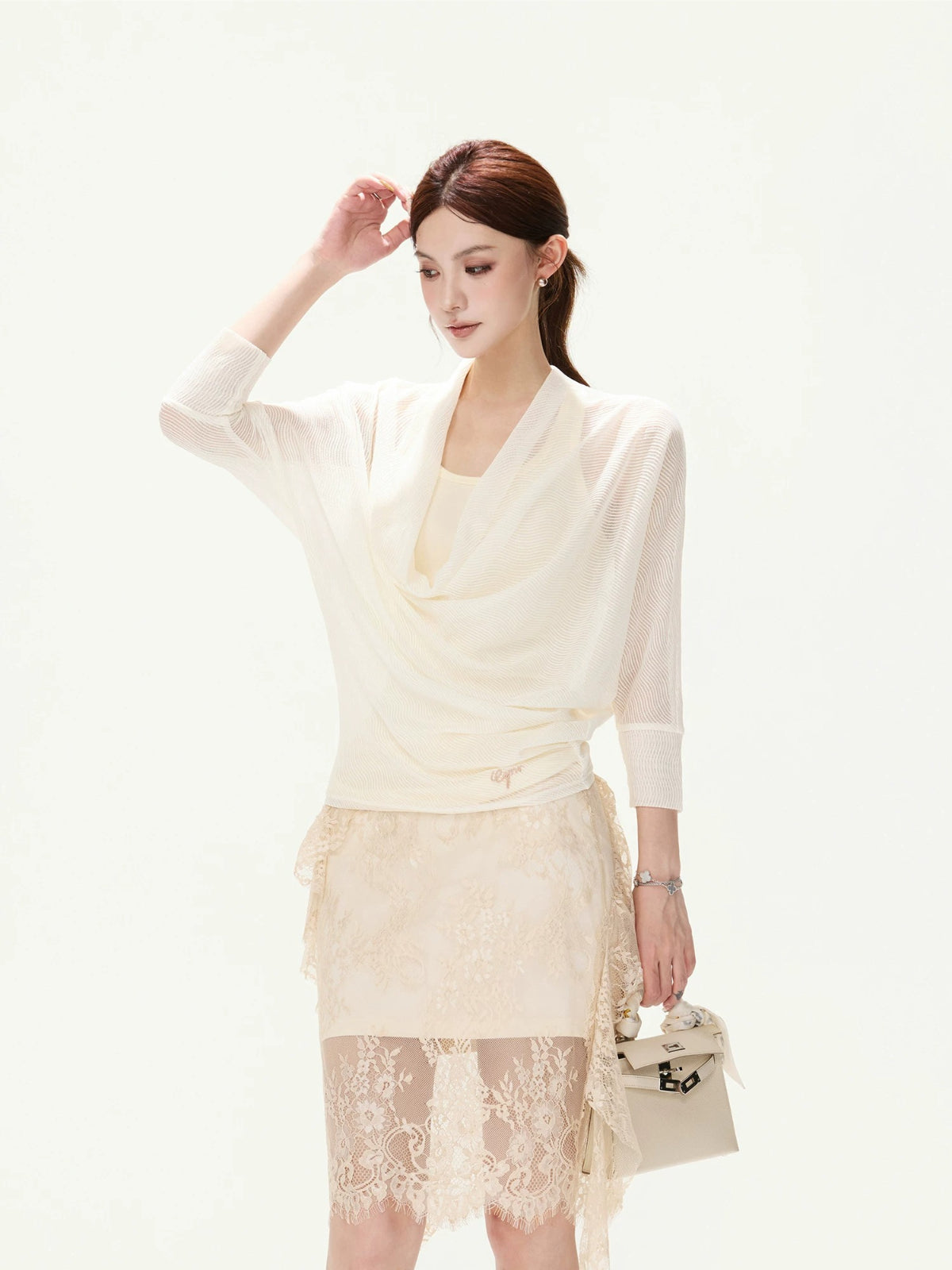 Lace Jacquard Midi Skirt