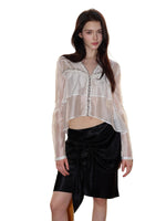 Ribbon Sheer Lyocell Blouse